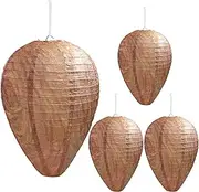 DECYOOL 4 Pack Wasp Nest Decoy Non-Toxic Hanging Wasp Deterrent for Wasps Hornets Yellow Jackets
