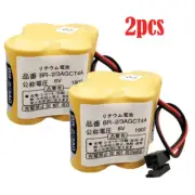 2X BR-2/3AGCT4A 6V PLC Battery For FANUC A98L-0031-0025 CNC Mahine + Black Plug