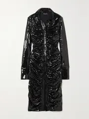 [RICHARD QUINN] RICHARD QUINN - Ruched Sequined Stretch-jersey Midi Dress - Black - UK 10 UK 10 Black