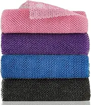 African Exfoliating Net, 4 Pieces African Net Sponge, Nylon African Bath Sponge Net, African Net Long Net Bath Sponge Shower Body Scrubber
