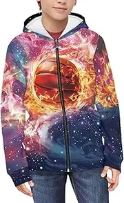 [Suobstales] Kids Soft Zip-Up Hoodie for Boys 6-16 Years Hooded Sweatshirt Fall Cardigan Jacket with Pockets