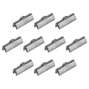300Pcs Ribbon Crimp Clamp Ends 20mm Cord End Clasp for DIY Craft Metallic Black