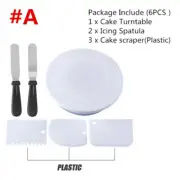 6Pcs Cake Decorating Turntable 11"-24" Set Tools Rotating Stand Smoother Spatula