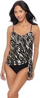[MagicSuit] Women's Solid Alex V-Neck Tankini Top with Underwire Bra and Adjustable Straps