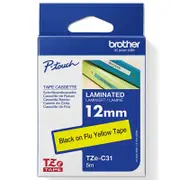 Brother TZE-C31 Laminated Labelling Tape 12mm (Black On Fluoro Yellow)