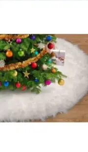 SURCVIO Christmas Tree Skirts 48 inches Snowy White Faux Fur X-Mas Tree Skirt...