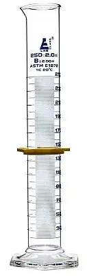 Eisco Labs 250ml Graduated Cylinder with Protective Collar, ASTM, Class B