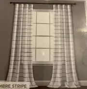 Lush Decor Ombre Stripe Yarn Dyed Cotton Window Curtains - 2 Panels 40" x 108"