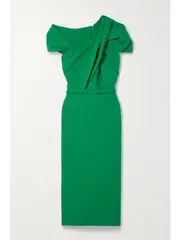 [Safiyaa] Safiyaa - Dania Draped Cady Midi Dress - Green - FR 34 FR 34 Green