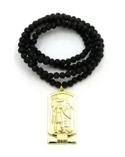 NEW EGYPTIAN ANUBIS ANKH PENDANT 6mm/30" WOODEN BEAD CHAIN NECKLACE RC2156G-WBK
