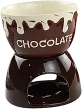 YWJLQH Cheese Serving Fondue Pot with Butter Warmer, Melting Bowl Set, Brown