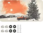 AIXIWAWA License Plate Christmas Truck Sunset Print for Automobile Front Rear 12x6 in Standard Aluminum Alloy Metal Car Tags Decorative Plates