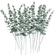 CEWOR 24pcs Eucalyptus Stems Artificial Eucalyptus Leaves Faux Greenery 1