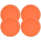 Pyrex 7200-PC Round 2 Cup 5" Storage Lid Orange 4 Pack for Glass Bowl New