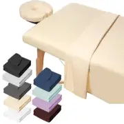 3pcs Flannel Massage Table Sheet Set - Cotton Spa Facial Bed Covers 6ft Bed