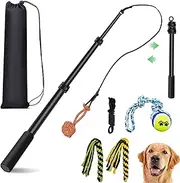 AmaCielo Flirt Pole for Dogs, Interactive Toys Tug-of-war for Dogs, Durable Teaser Wand, Chase Toys with Rope Chewing Sticks, for Outdoor Exercise & Training