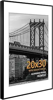 Homso 20x30 Poster Frame Black, Metal 20 x 30 Picture Frame Display 20x30 inch Photo, 20 by 30 Large Frames, Acrylic Glass, Set of 1