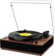 Vintage Record Player with Built-in Speakers, Wireless Bluetooth Input/Output...