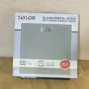 TAYLOR Glass Digital Bathroom Scale Sage Green 350 Lbs Tempered Glass Platform