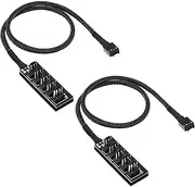 2 Pack 4-Pin PWM Fan Power Supply Cable 1 to 5 Splitter 5 Way PC Case Internal Motherboard Fan Power Extension Cable Cord for ATX Computer Case 4-Pin and 3-Pin Cooling Fans