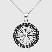 925 Sterling Silver Vegvisir Viking Compass Pendant Norse Mens Protection Necklace