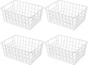 11" Upright Freezer Storage Baskets, White Wire Storage Bins Small Bakset for Fr