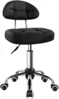 Black Square Minimalist Swivel Stool with Wheel Perfect for Work SPA Shop Massag