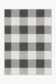 150' x 215' | Machine Washable Runner Rug | Kid & Pet Friendly | Indoor Rug | Buffalo Plaid Black & White Tufted Rug | Ruggable
