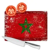 Morocco : Cutting Board Gift Flag Retro Artistic Moroccan Expat Country