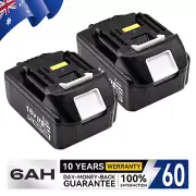 2Pack 18V 6.0Ah Battery 18V for Makita BL1830 BL1850 BL1860 LITHIUM