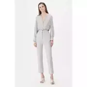 Tailored Rebecca Taylor Slub Suiting Pant in Grey Snow