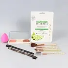 Face Sheet Mask, Blusher, Blender,2pcs Eye Brow Pencil,Makeup Brush Set for girl