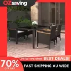 Garden Dining Set 5 Piece Black Cream White Cushions Table Chairs 8424