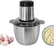 Meat Grinder,Electric Garlic Mincer | 2L Multifunctional Stainless Steel Compact Food Processor for Onion Mincing Kitchen Prepping Home Cooking Meal Prep Burgers Chopping
