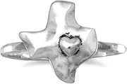 [JewelryWeb] Oxidized Textured 925 Sterling Silver Texas Ring Love Heart Design Size 6 Statement-Ring for Women