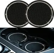 WedFeir Vehicles Bling Cup Insert Coasters, 2.75 inch Silicone Anti Slip Auto Crystal Rhinestone Car Coaster Car Interior Accessories, Crystal Cup Pad Mat Leaking-Proof Car Accessories. (Silver)