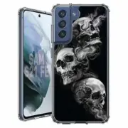 For Samsung Galaxy S20 S21 S23 S24 FE 5g TPU Case+Glass(Smoking Skulls)