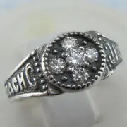 925 Sterling Silver Ring US size 5.5 Stones Shaped Cross Pattern Prayer Text