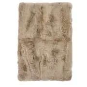 Long Wool Sheepskin Floor Area Rug - Biscuit