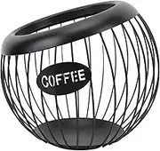 gernie Coffee Pod Holder, Black, 1 Set, 1 Item, 1 Piece, Iron, Coffee Pod Storage Basket, Contemporary Style