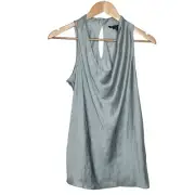 Nic + Zoe Cowl Neck Sleeveless Satin Top Gray Womens M Shiny Minimalist Career