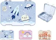 Lunch Box, Bento Box, Lunch Box, Vesper Box for Children with Compartments, Leak-Proof, Dishwasher Safe, Child-friendly and BPA-Free, 2 Different Designs, Skandi Design (Space/Space)