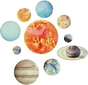 Glowing Wall Sticker, 10Pcs Luminous Solar System Themed Glowing Wall Sticker Home Decor for Children Room Bedroom
