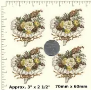 4 x FLOWER POSY. BOUQUET. FLORAL.Waterslide Ceramic decals 2 1/2" x 3" PD62d