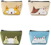 [Generic] Small Mini Coin Purse with Zip for Women and Girls Pack of 4 (Multicolour, Cartoon Pattern)