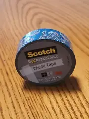 Magic Washi Tape 3M Scotch Expressions Red Rose Blue Pattern .59"x 393" 10.9 YD