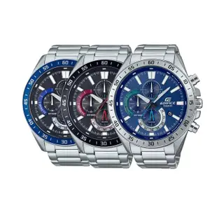 【CASIO 卡西歐】EDIFICE EFV-620D 商務運動賽車三眼計時帶日期不鏽鋼經典腕錶