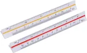 Architectural Scale Ruler, 2Pcs Six Ratios Architectural Scale Ruler Set, 12.5cm /4.9in Plastic Small Scale Pocket Mini for Architects Draftsman Students and Engineers Color Coded