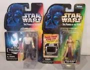 2 Star Wars Figures Han Solo Carbonite 1996,Leia Organa Jabba Slave,1997 NIP