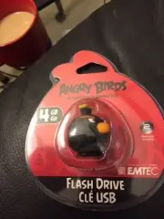 Emtec 4GB Angry Birds USB Flash Drive Black Bird With Strap New!!!